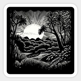 Linocut Vegetation Sticker